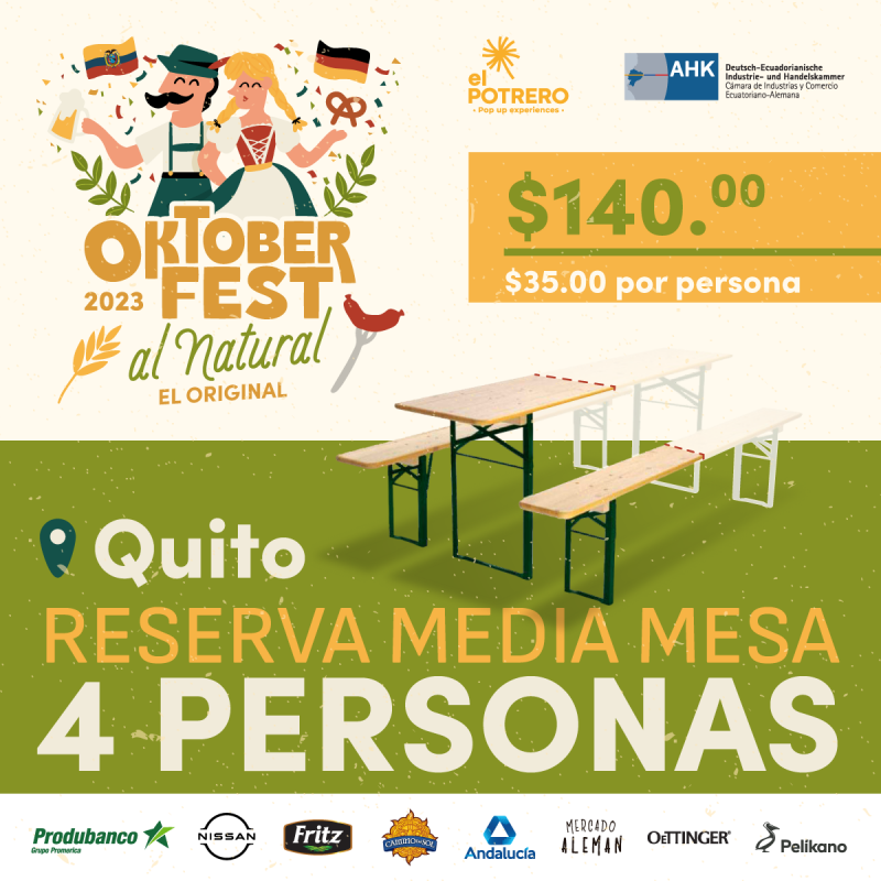Oktoberfest Quito - Reserva media Mesa - 4 personas